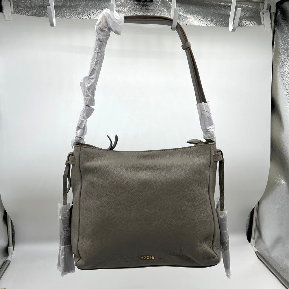 LODIS Womens Purse Texas Leather Grayson Shoulder Ash Gray